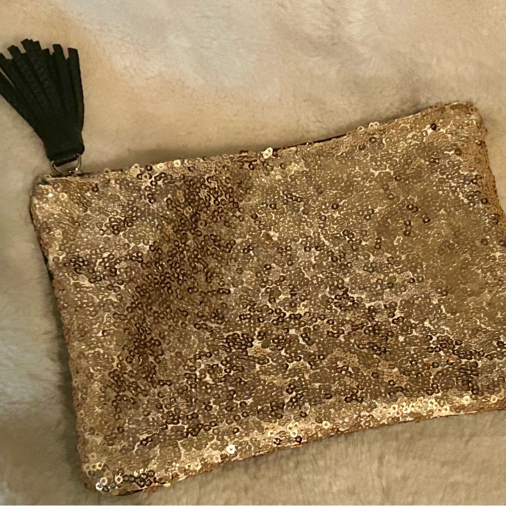 Bundle Gold Sequin Bag with Tassel & candle